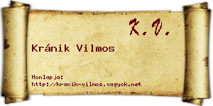 Kránik Vilmos névjegykártya