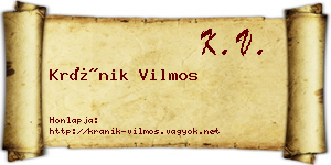 Kránik Vilmos névjegykártya